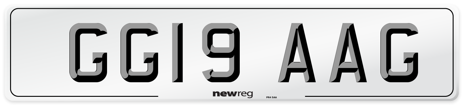 GG19 AAG Number Plate from New Reg